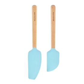 2-Piece Silicone Mixing Spatula and Scraper Set for Cooking, Mineral Water